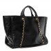 cc Calfskin Charms Medium Deauville Tote Black