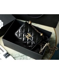cc CO-CO Clutch With Chain 9.5cm/3.7in Gold Toned Hardware For Women Black