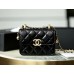 cc CO-CO Clutch With Chain 9.5cm/3.7in Gold Toned Hardware For Women Black