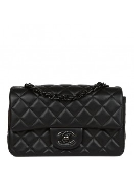 CC Mini Rectangular Flap Bag SO Black Lambskin Black Hardware for MR