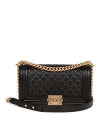 CC Medium Boy Bag Black Caviar Antique Gold Hardware