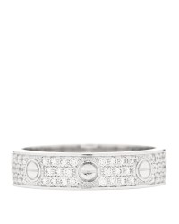 18K White Gold Diamond 5mm LOVE Paved Ring 56 7.75