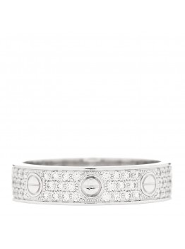 18K White Gold Diamond 5mm LOVE Paved Ring 56 7.75