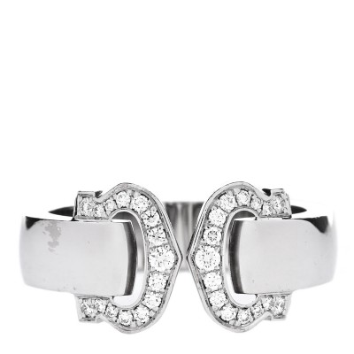 18K White Gold Diamond C De Cartier Ring 55 7.25