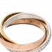 18K White Yellow Pink Gold Diamond Small Trinity Paved Ring 50 5.25