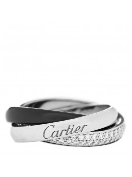 18K White Gold Diamond Ceramic Small Trinity Ring 47 4