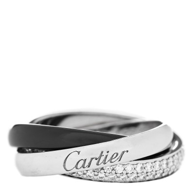 18K White Gold Diamond Ceramic Small Trinity Ring 47 4