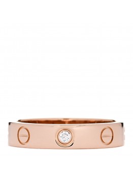 18K Pink Gold Diamond 4mm LOVE Wedding Band Ring 50 5.25