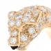 18K Yellow Gold Diamond Emerald Onyx Panthere De Cartier Ring 50 5.25