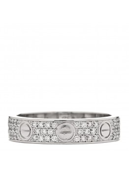 18K White Gold Diamond 4mm LOVE Wedding Paved Band Ring 48 4.5