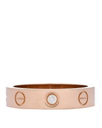 18K Pink Gold Diamond 4mm LOVE Wedding Band Ring 48 4.5