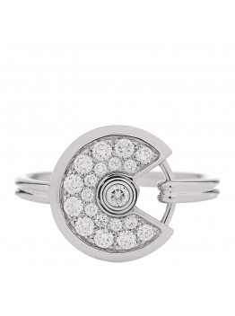 18K White Gold Diamond Amulette de Cartier Paved Ring 51 5.75