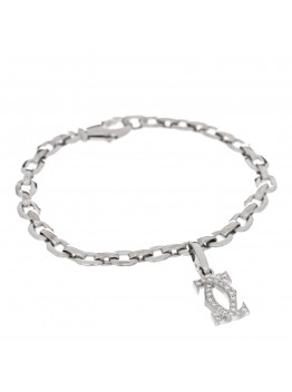 18K White Gold Diamond Double C Penelope Charm Bracelet