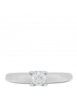 18K White Gold Diamond .30ct C De Cartier Solitaire Ring 49 5