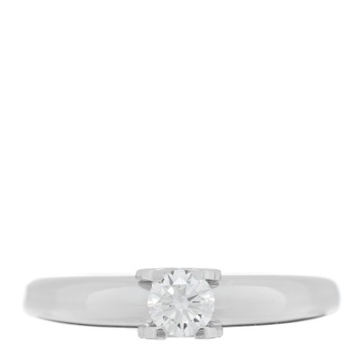 18K White Gold Diamond .30ct C De Cartier Solitaire Ring 49 5
