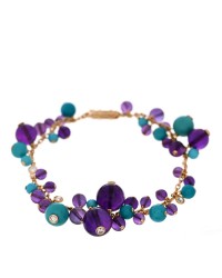 18K Rose Gold Diamond Turquoise Amethyst Les Delices de Goa Bracelet