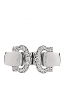 18K White Gold Diamond C De Cartier Ring 51 5.75