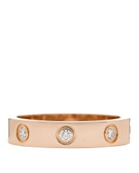 18K Pink Gold 8 Diamond 4mm LOVE Wedding Band Ring 50 5.25