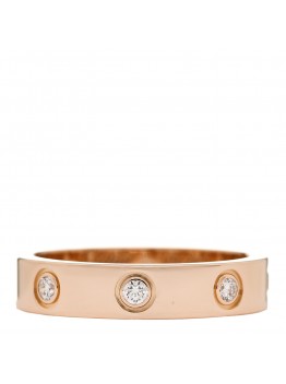 18K Pink Gold 8 Diamond 4mm LOVE Wedding Band Ring 50 5.25