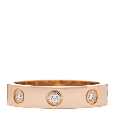 18K Pink Gold 8 Diamond 4mm LOVE Wedding Band Ring 50 5.25