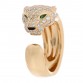 18K Yellow Gold Diamond Onyx Emerald Panthere De Cartier Band Ring 49 5