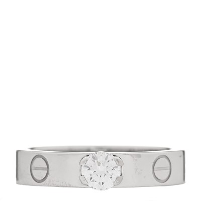 18K White Gold Diamond .23ct LOVE Solitaire Engagement Ring 48 4.25