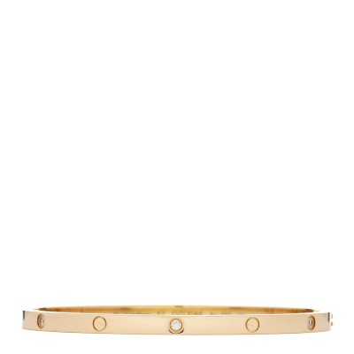 18K Yellow Gold 6 Diamond Small LOVE Bracelet 17