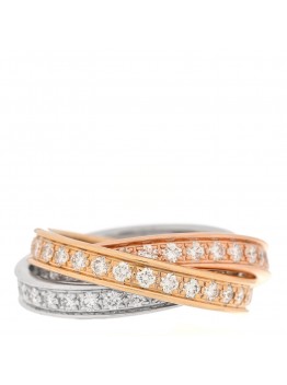 18K White Yellow Pink Gold Diamond Trinity Ring 47 4