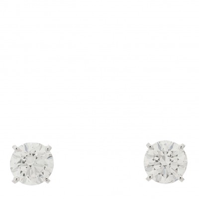 18K White Gold Diamond 2.20ctw Solitaire Earrings