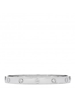 18K White Gold 4 Diamond Love Bracelet 17