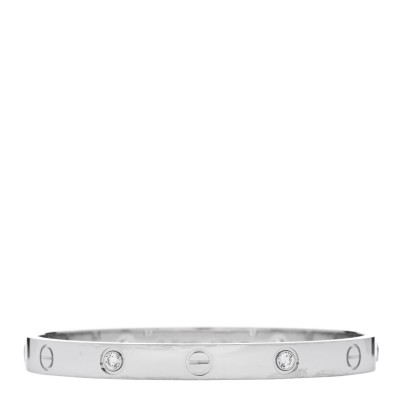 18K White Gold 4 Diamond Love Bracelet 17