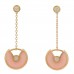 18K Pink Gold Diamond Pink Opal Amulette de Cartier Drop Earrings