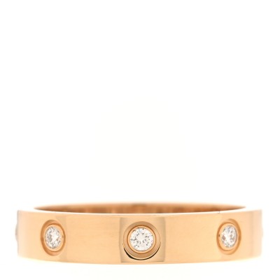 18K Yellow Gold 8 Diamond 4mm LOVE Wedding Band Ring 54 7