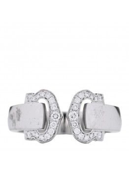 18K White Gold Diamond C De Cartier Ring 54 7