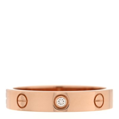 18K Pink Gold Diamond 4mm LOVE Wedding Band Ring 58 8.25
