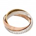 18K White Yellow Pink Gold Diamond Small Trinity Paved Ring 50 5.25
