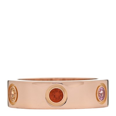 18K Pink Gold Sapphire Garnet Amethyst 5.5mm LOVE Ring 51 5.75