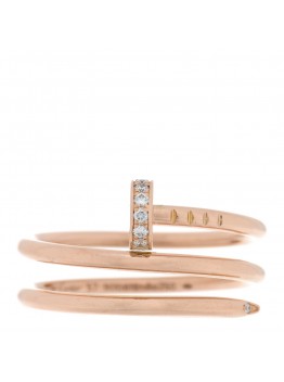 18K Pink Gold Diamond Double Juste Un Clou Ring 57 8