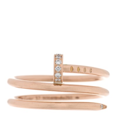 18K Pink Gold Diamond Double Juste Un Clou Ring 57 8