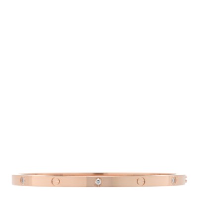 18K Pink Gold 6 Diamond Small LOVE Bracelet 16