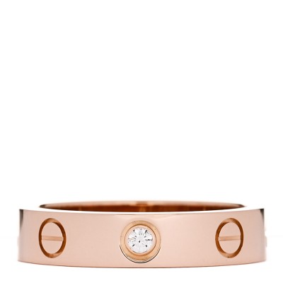 18K Pink Gold Diamond 4mm LOVE Wedding Band Ring 49 4.75