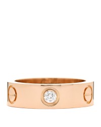 18K Pink Gold 3 Diamond 5.5mm LOVE Ring 51 5.75