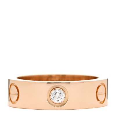 18K Pink Gold 3 Diamond 5.5mm LOVE Ring 51 5.75