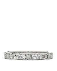 18K White Gold Diamond 2.6mm LOVE Paved Band Ring 50 5.25