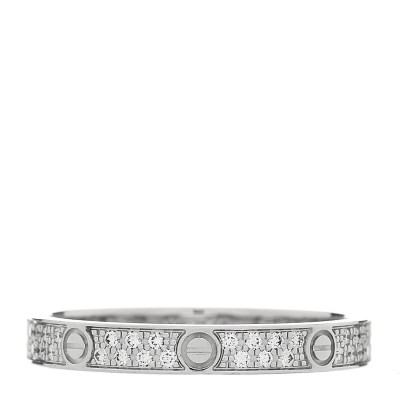 18K White Gold Diamond 2.6mm LOVE Paved Band Ring 50 5.25