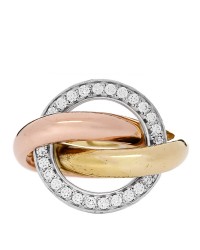 18K Pink Yellow White Gold Diamond Trinity Crash Ring 50 5.5