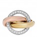 18K Pink Yellow White Gold Diamond Trinity Crash Ring 50 5.5