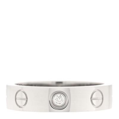 18K White Gold Diamond 4mm LOVE Wedding Band Ring 45 3.25