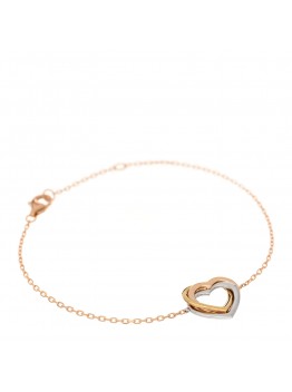 18K Pink Yellow White Gold Trinity Heart Bracelet