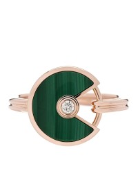 18K Pink Gold Diamond Malachite XS Amulette de Cartier Ring 49 5